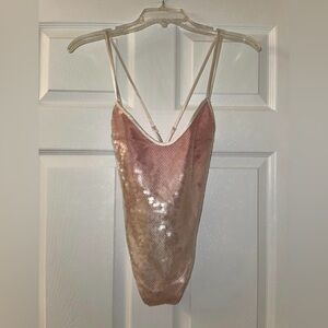 Pink VS Sequin Lingerie Bodysuit!
